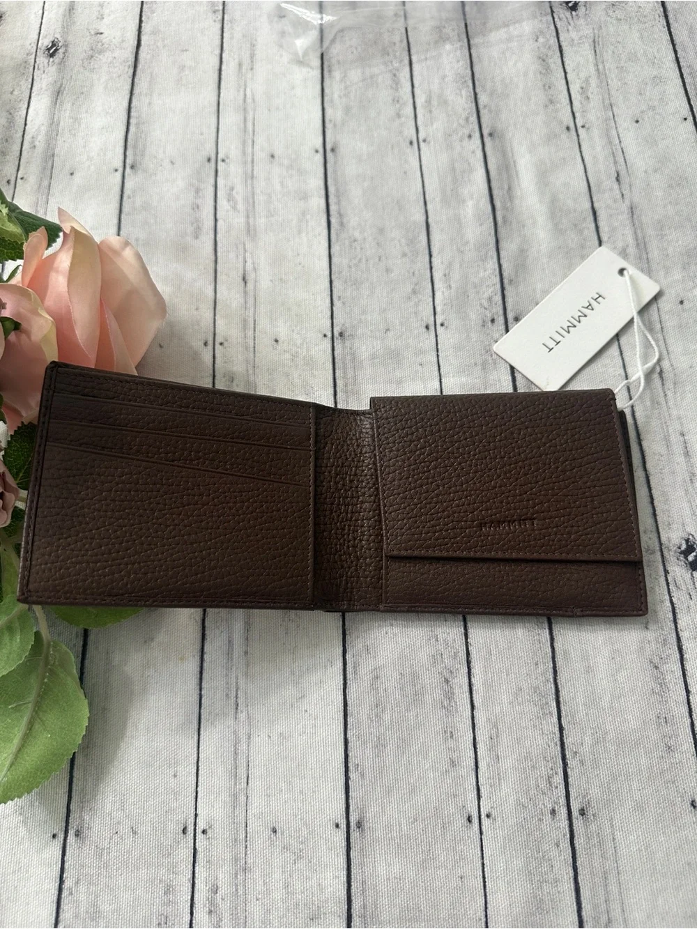 NWT Hammitt Balboa Bifold Bourbon/Gunmetal Leather Wallet